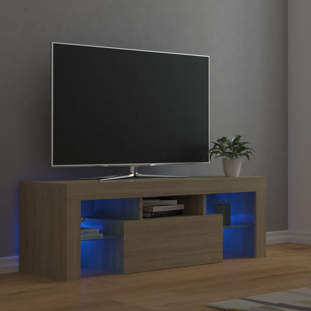 vidaXL Mobile Porta TV con Luci LED Rovere Sonoma 120x35x40 cm