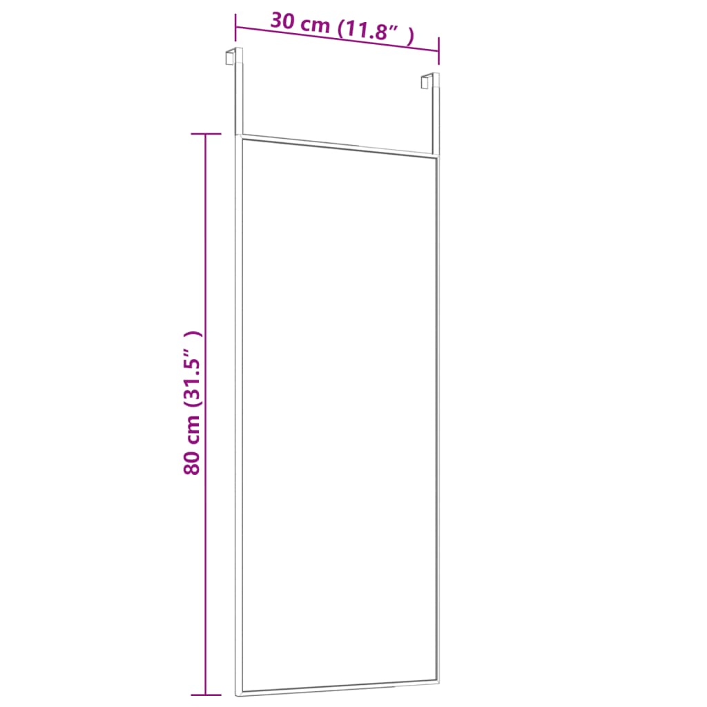 vidaXL Specchio da Porta Nero 30x80 cm in Vetro e Alluminio