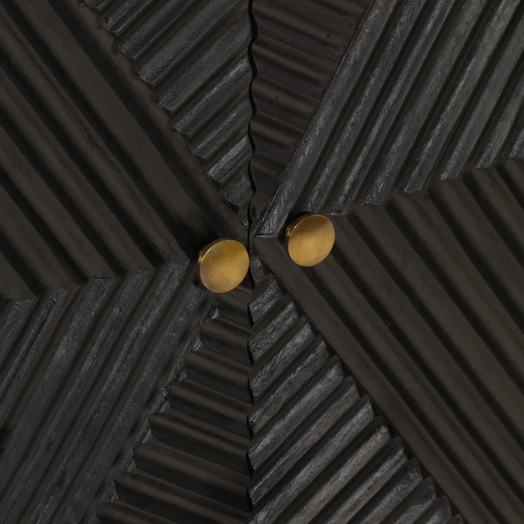 vidaXL Credenza Nera 55x30x76 cm in Legno Massello di Mango e Ferro