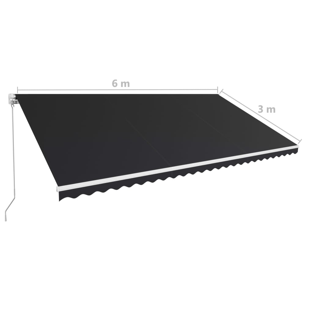 vidaXL Tenda da Sole Retrattile Manuale 600x300 cm Antracite