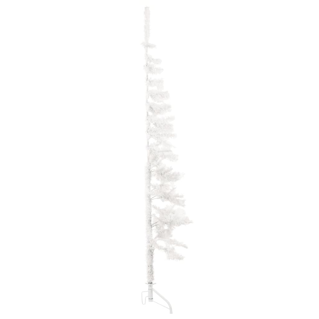 vidaXL Albero Natale Artificiale Sottile a Metà Supporto Bianco 120 cm