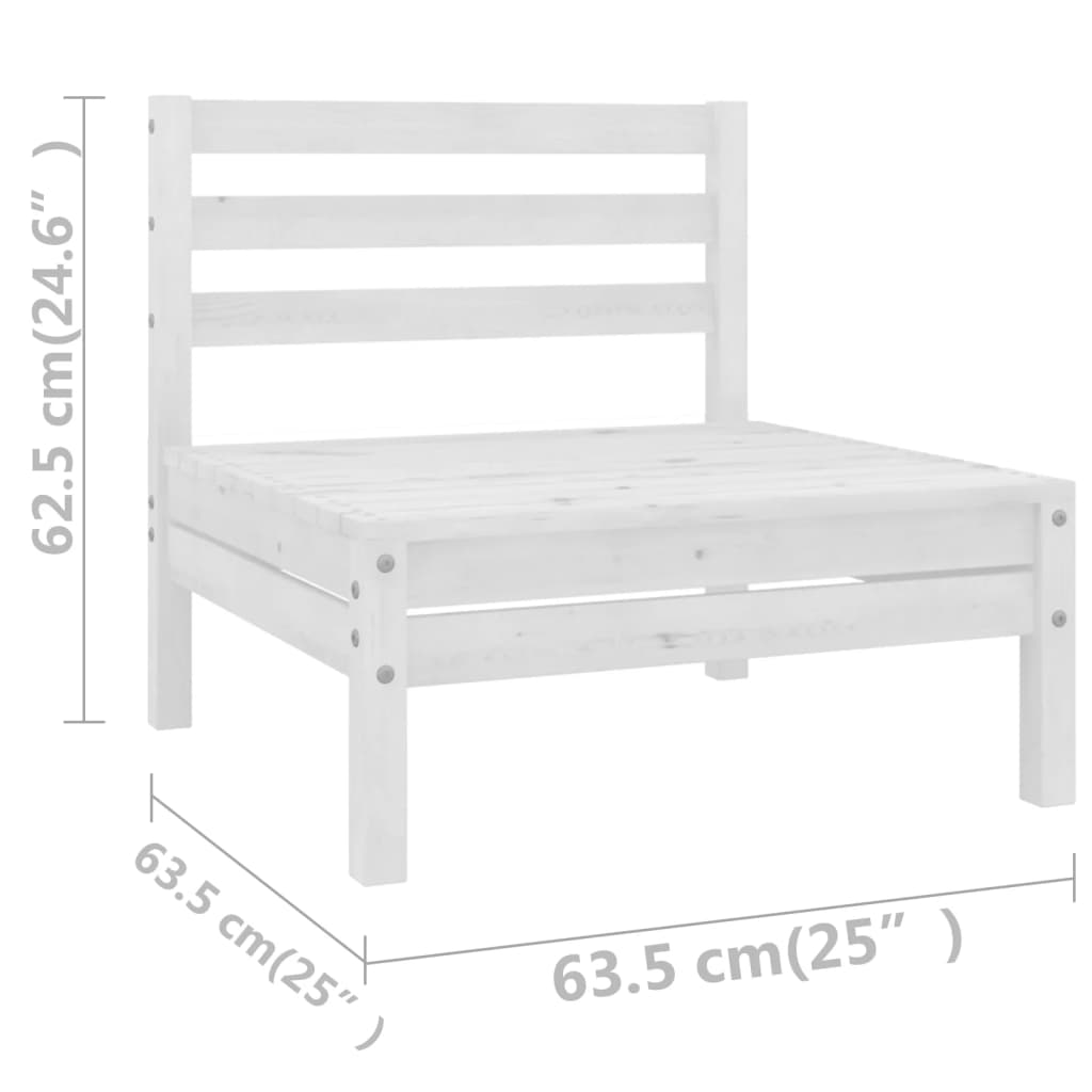 vidaXL Set Salotto da Giardino 10 pz in Legno Massello di Pino Bianco