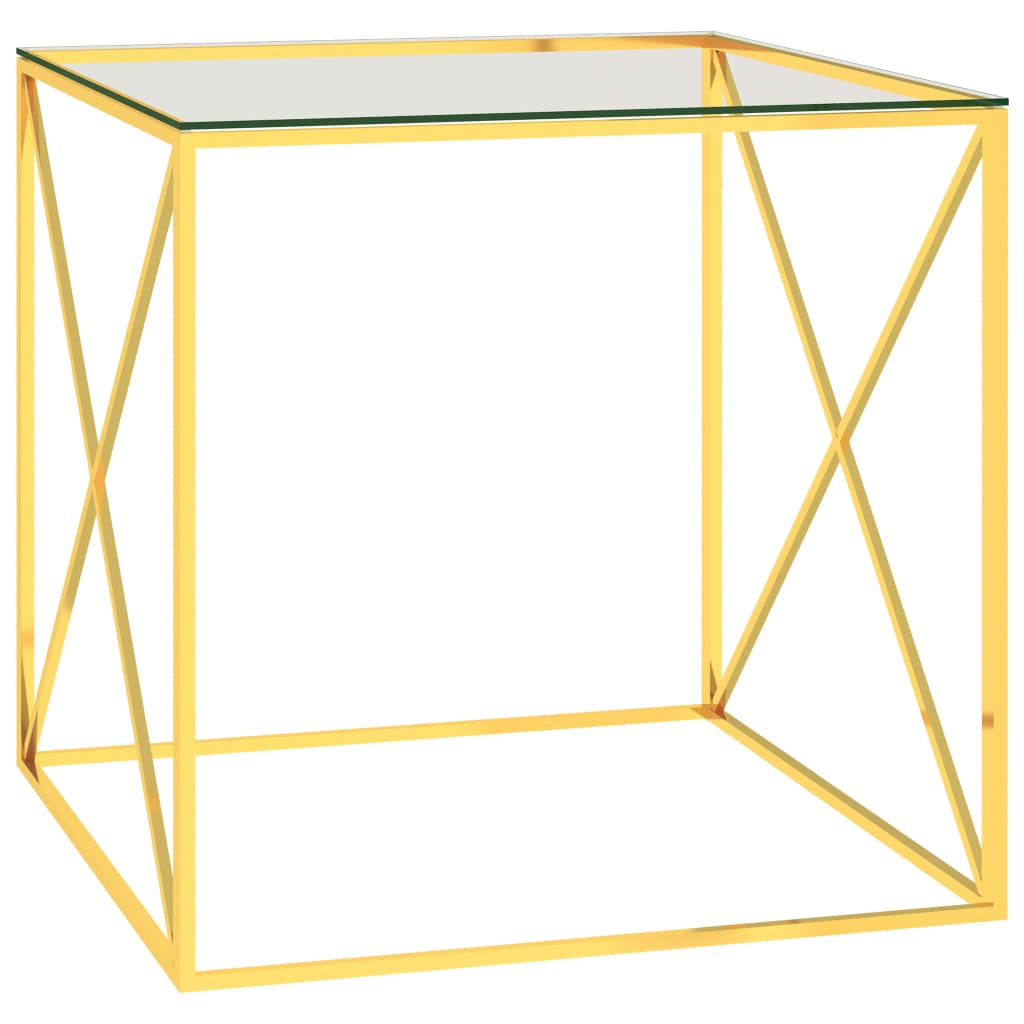 vidaXL Tavolino da Salotto Oro 55x55x55 cm in Acciaio Inox e Vetro