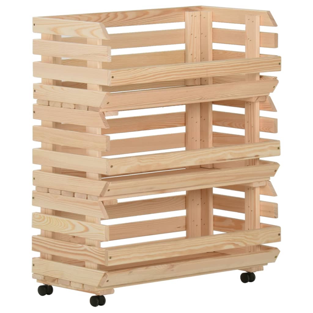 VidaXL Carrello Da Cucina OTTA In Legno Massello Di Pino 71x45x80 Cm – Porta Verdura Con Cassetto E Porta Asciugamani