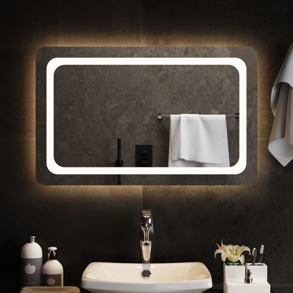 vidaXL Specchio da Bagno con Luci LED 80x50 cm