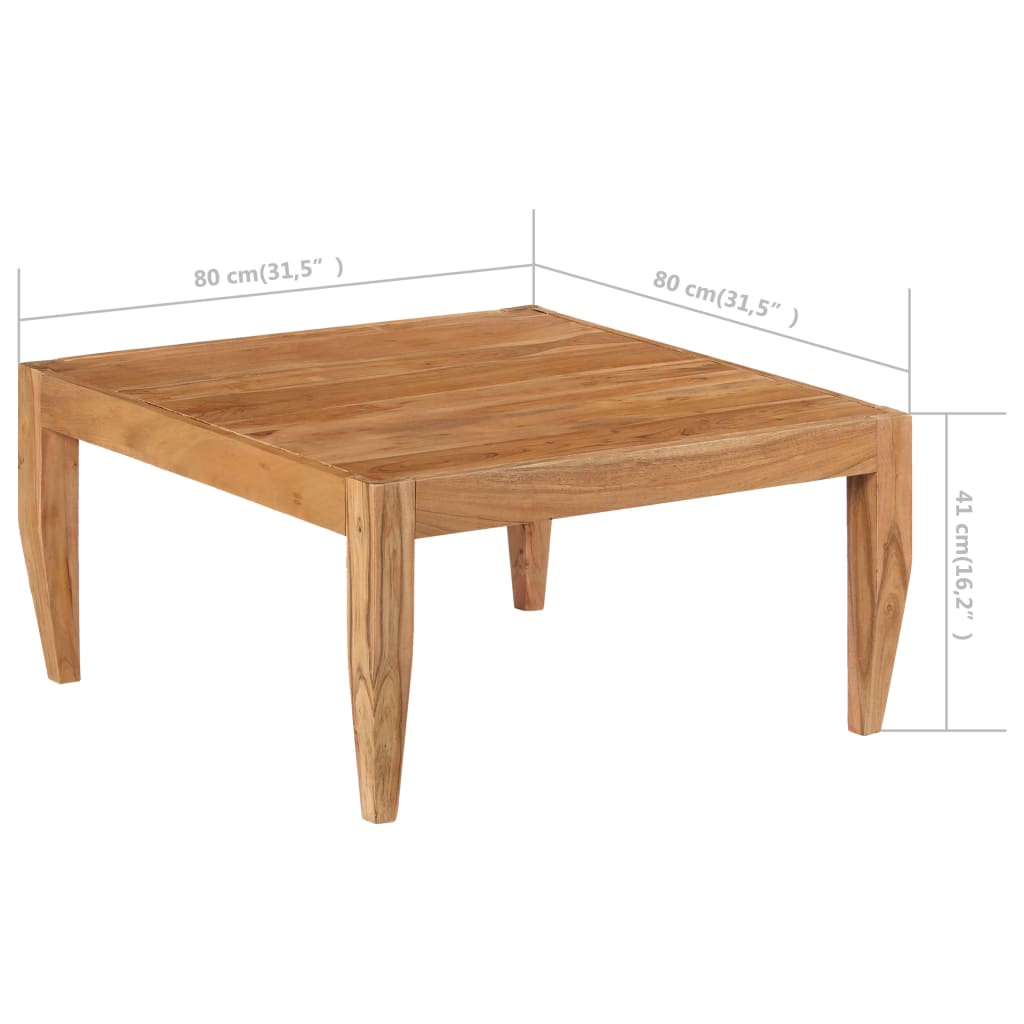 vidaXL Tavolino da Salotto in Massello di Acacia 80x80x41 cm Marrone