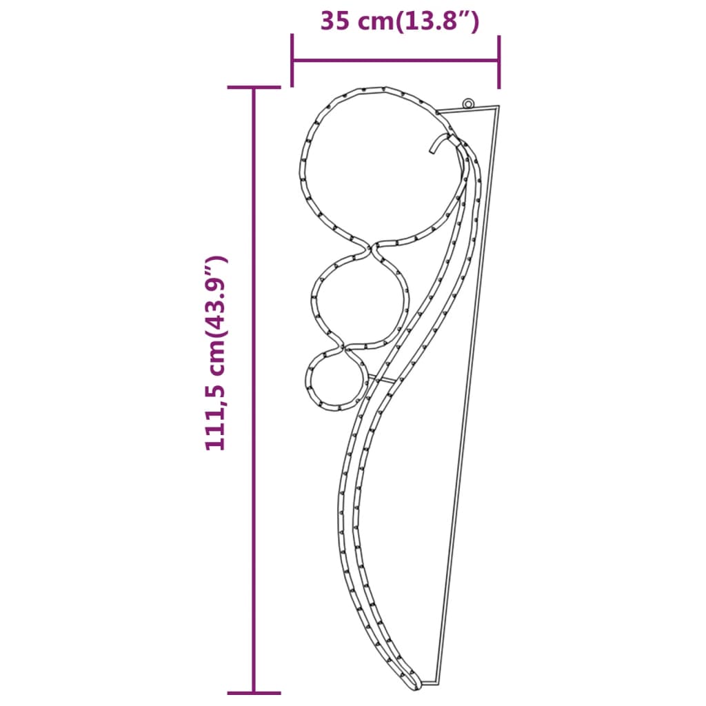 vidaXL Stringhe Luci a Forma di Palle 2pz Bianco Caldo 111,5x35x4,5cm