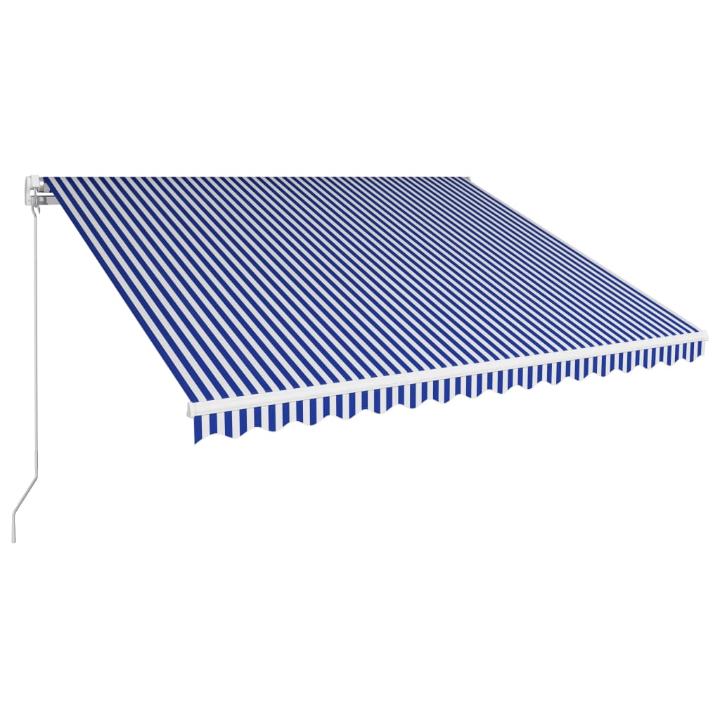 vidaXL Tenda da Sole Retrattile Manuale 450x300 cm Blu e Bianca