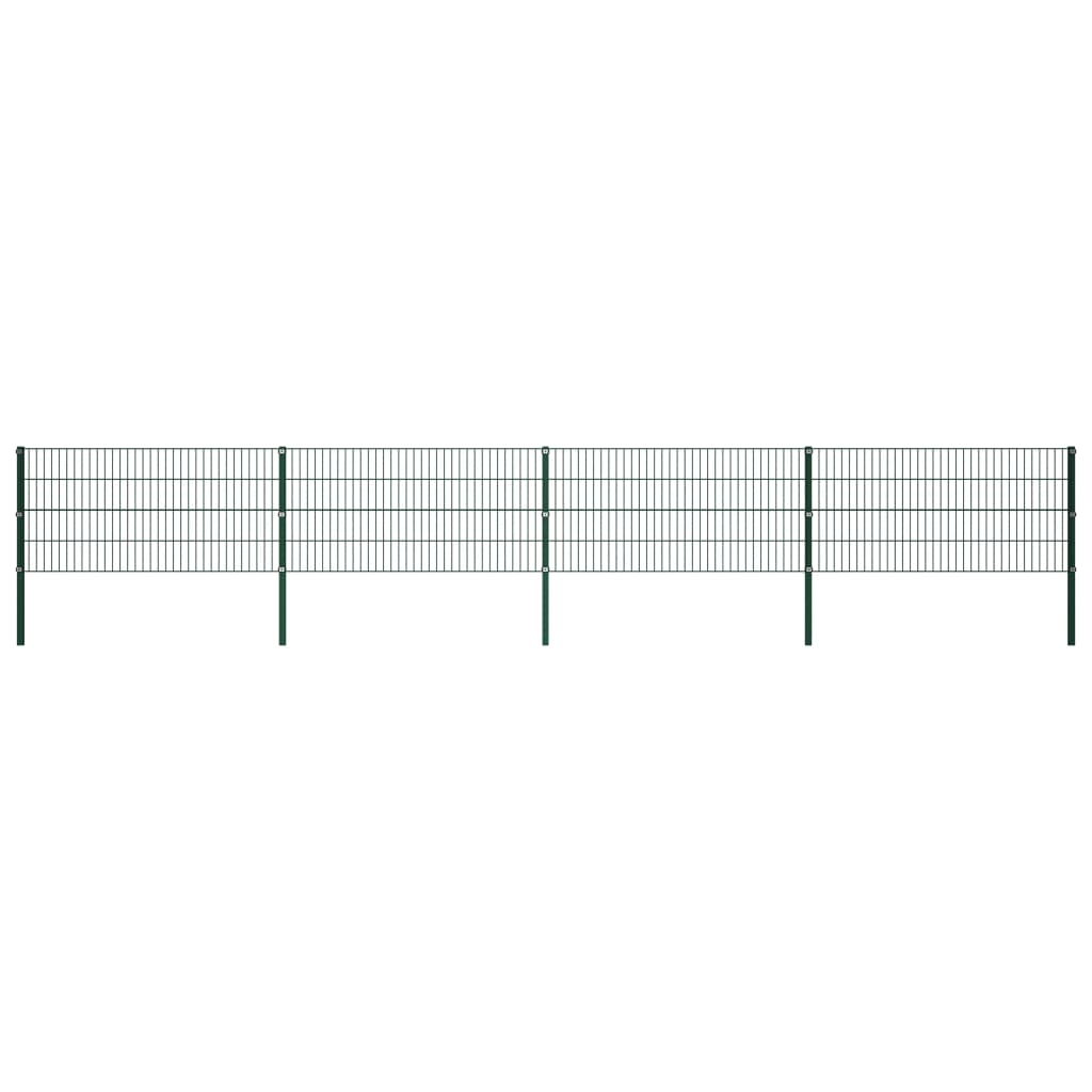 vidaXL Pannello di Recinzione con Pali in Ferro 6,8x0,8 m Verde