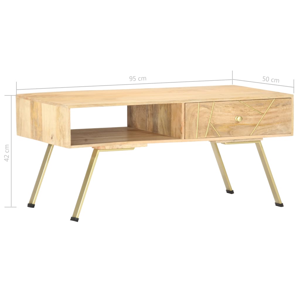 vidaXL Tavolino da Salotto 95x50x42 cm in Legno Massello di Mango