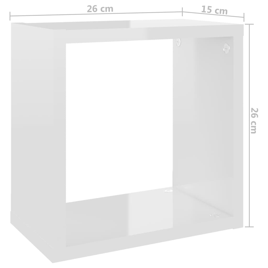 vidaXL Mensole Parete a Cubo 4 pz Bianco Lucido 26x15x26 cm