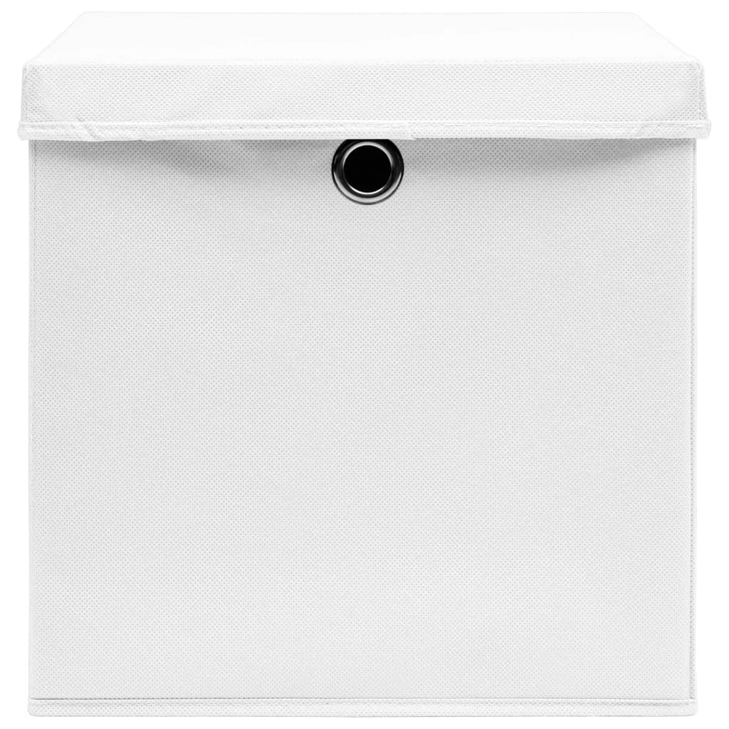 vidaXL Contenitori con Coperchi 4 pz 28x28x28 cm Bianco