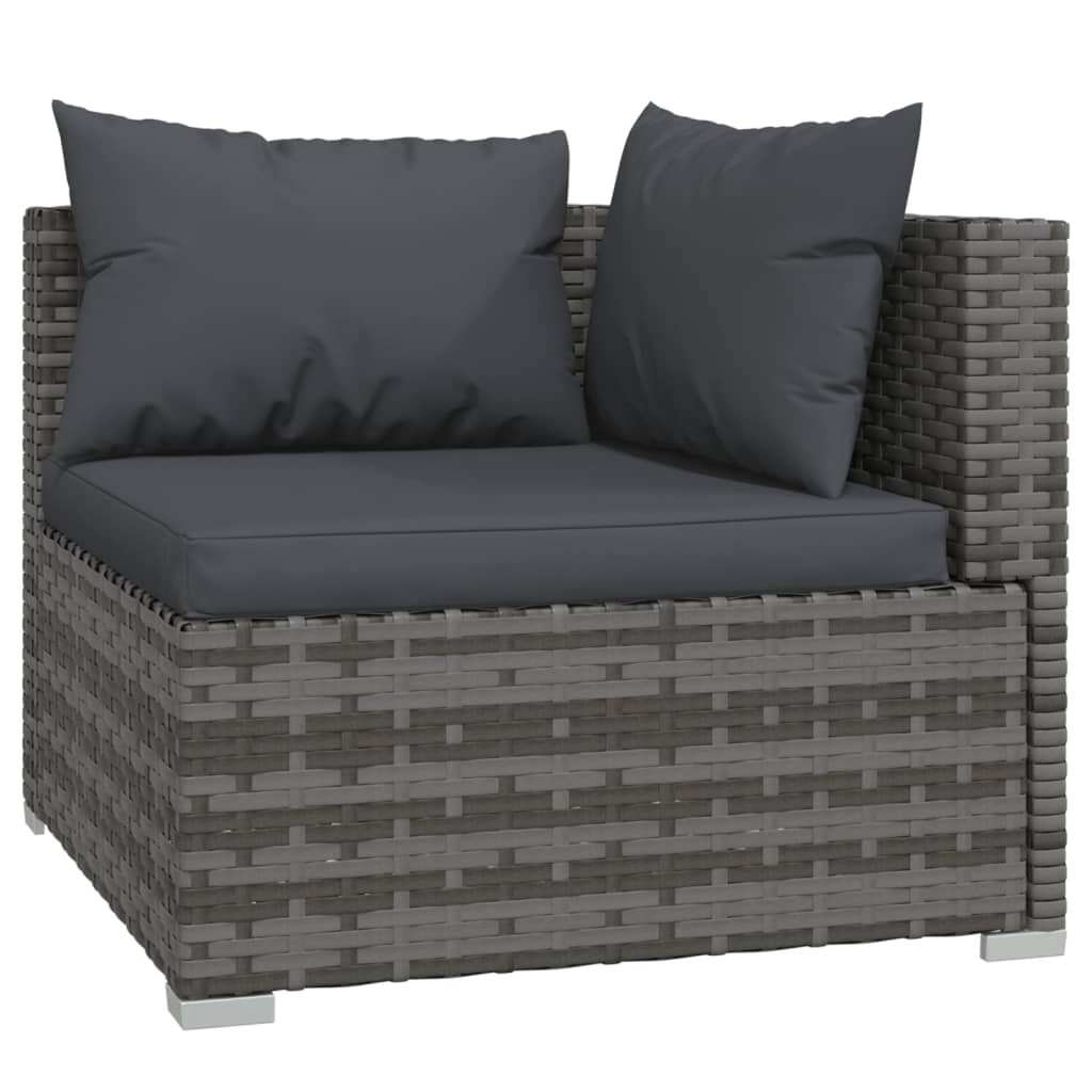 vidaXL Set Divani da Giardino 8 pz con Cuscini in Polyrattan Grigio