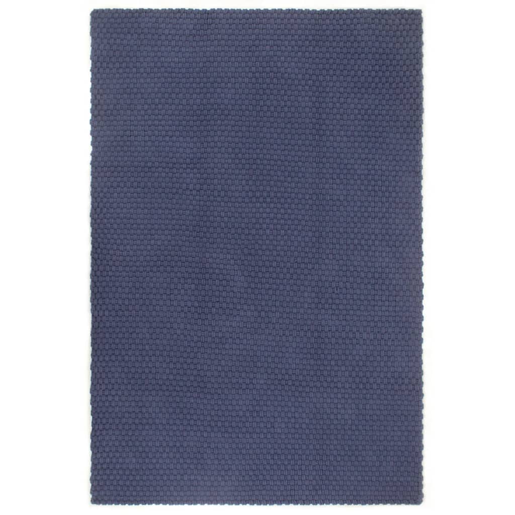 vidaXL Tappeto Rettangolare Blu Marino 160x230 cm in Cotone