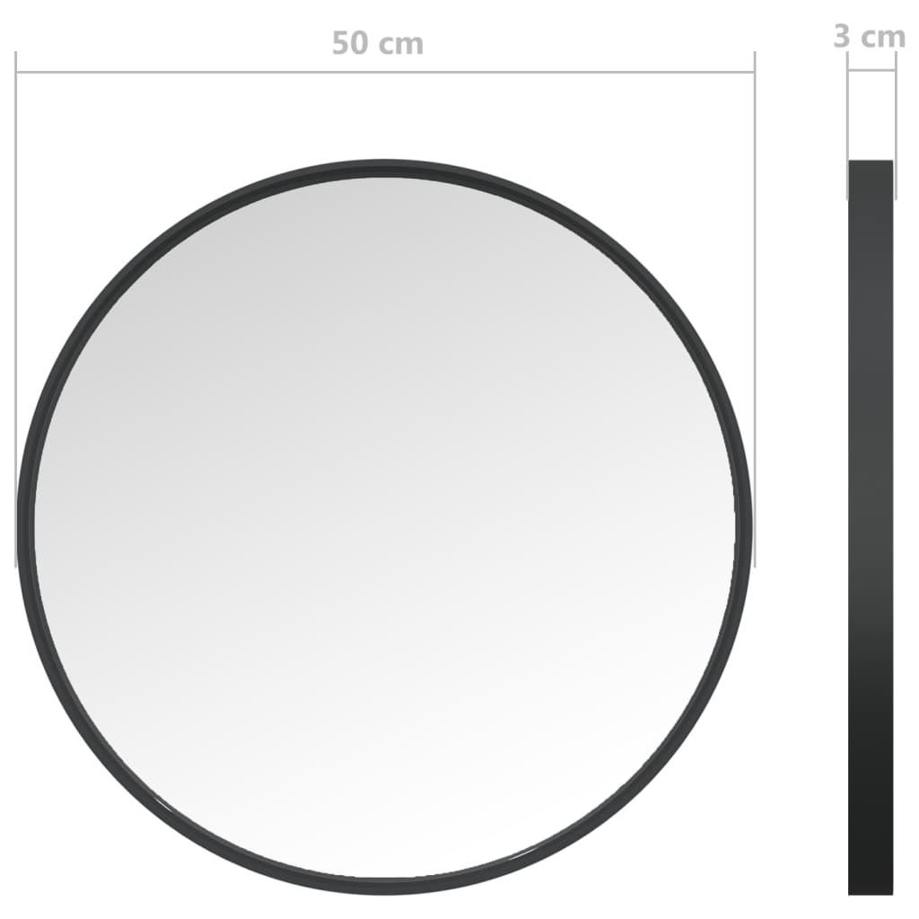 vidaXL Specchio da Parete Nero 50 cm