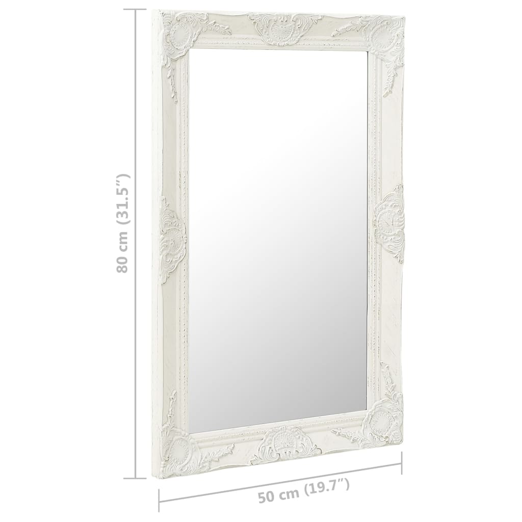 vidaXL Specchio da Parete Stile Barocco 50x80 cm Bianco