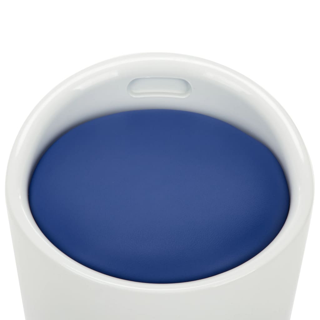 vidaXL Sgabello con Contenitore Bianco e Blu in Similpelle