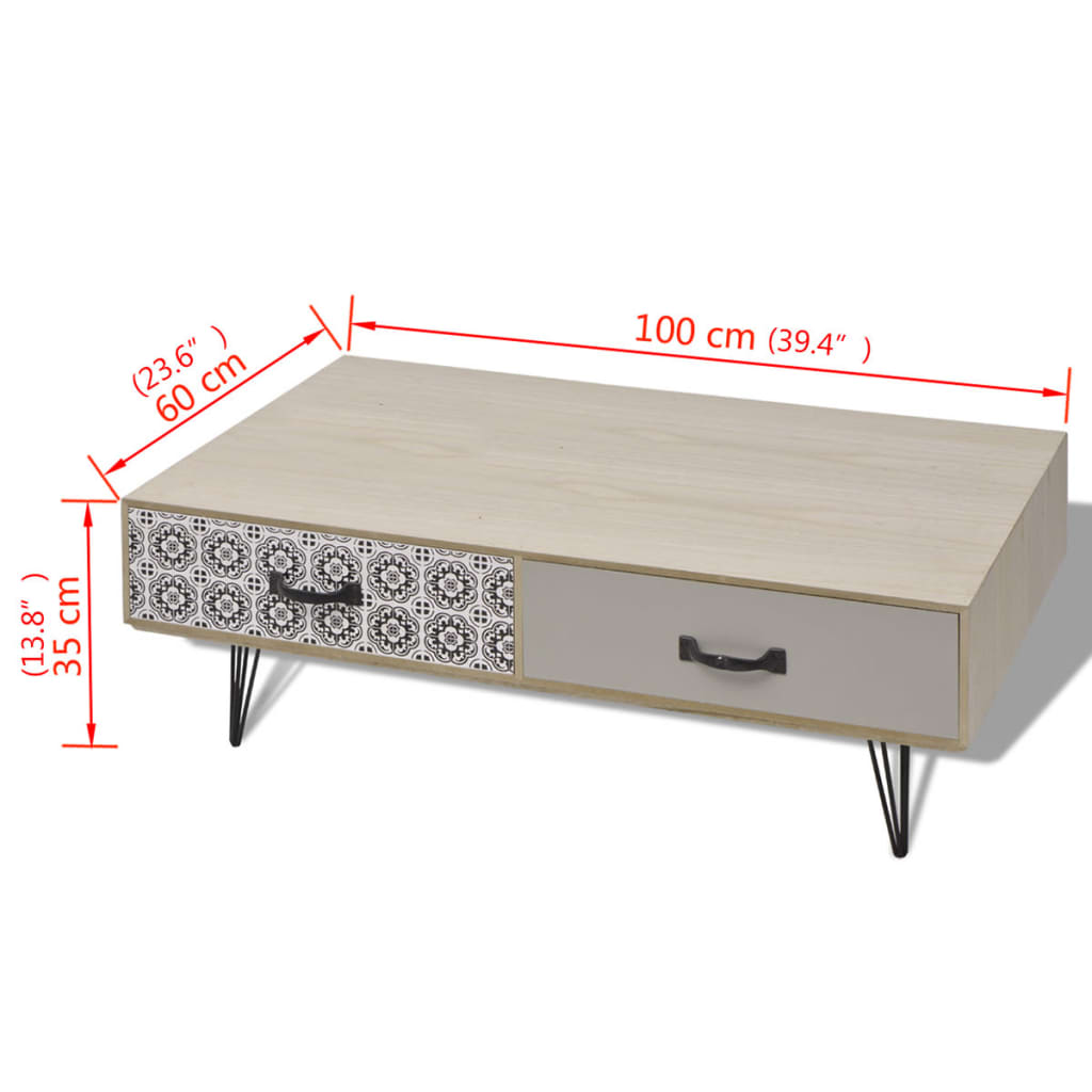 vidaXL Tavolino da Caffè 100x60x35 cm Beige