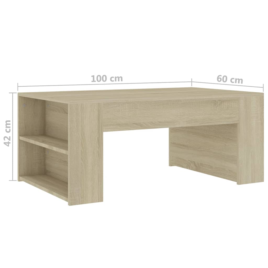 vidaXL Tavolino da Salotto Rovere Sonoma 100x60x42cm Legno Multistrato