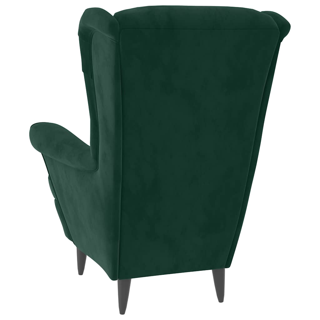 VidaXL Poltrona Relax In Velluto Verde Scuro Con Poggiapiedi E Braccioli