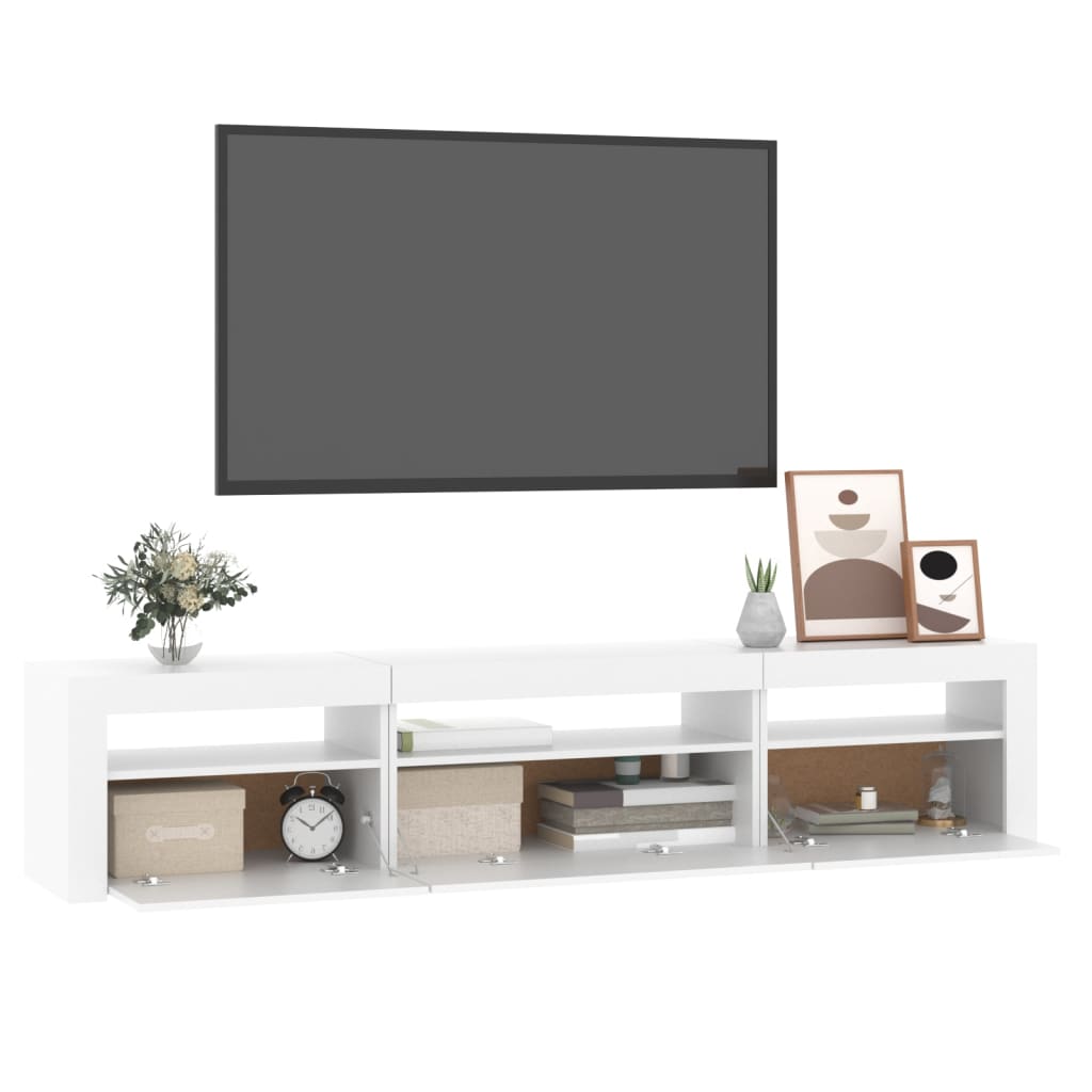vidaXL Mobile Porta TV con Luci LED Bianco 195x35x40 cm