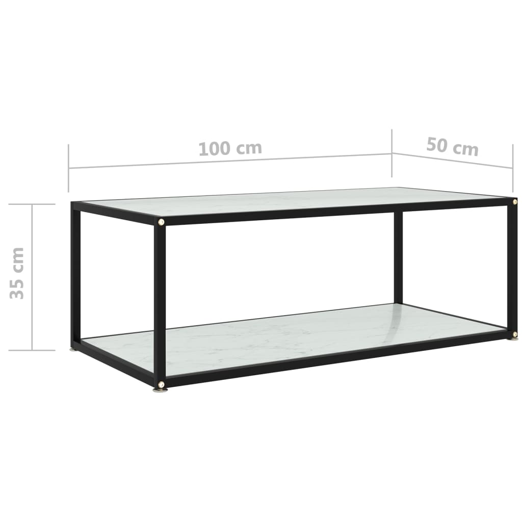 vidaXL Tavolino da Salotto Bianco 100x50x35 cm in Vetro Temperato