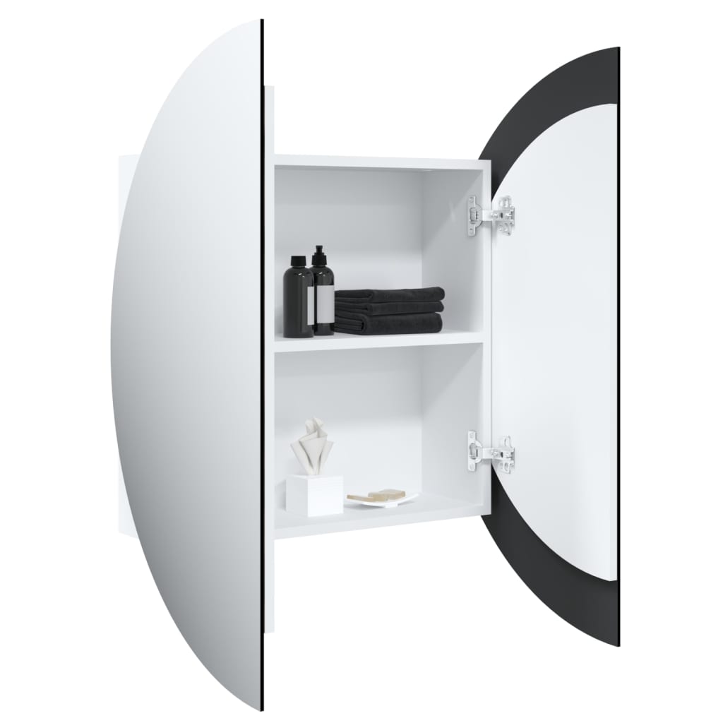 vidaXL Armadio da Bagno con Specchio Rotondo e LED Bianco 54x54x17,5cm
