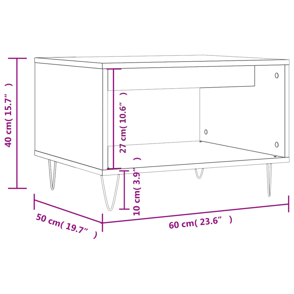 vidaXL Tavolino da Salotto Rovere Sonoma 60x50x40 cm Legno Multistrato