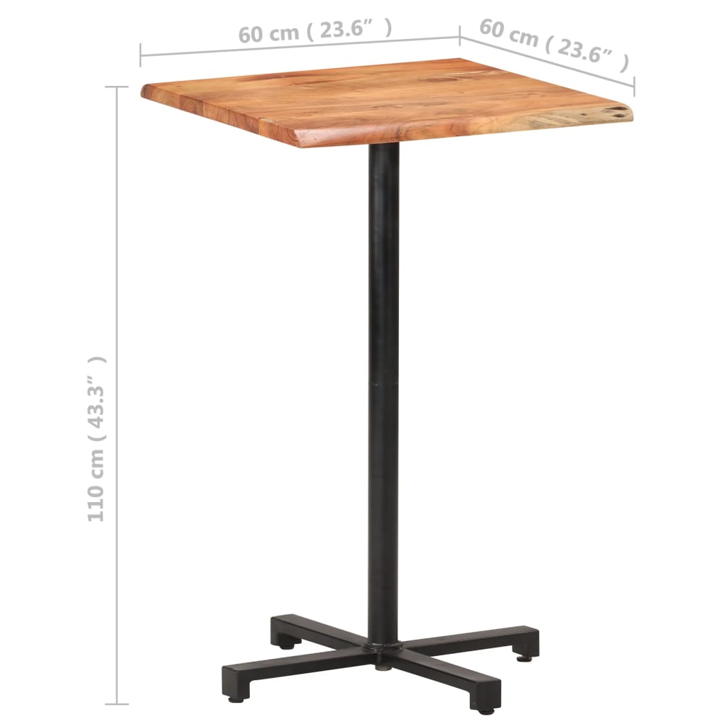 vidaXL Tavolino da Bar con Bordi Spigoli Vivi 60x60x110cm Legno Acacia