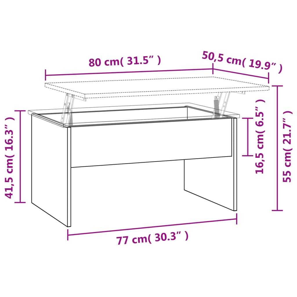 vidaXL Tavolino Salotto Grigio Sonoma 80x50,5x41,5cm Legno Multistrato