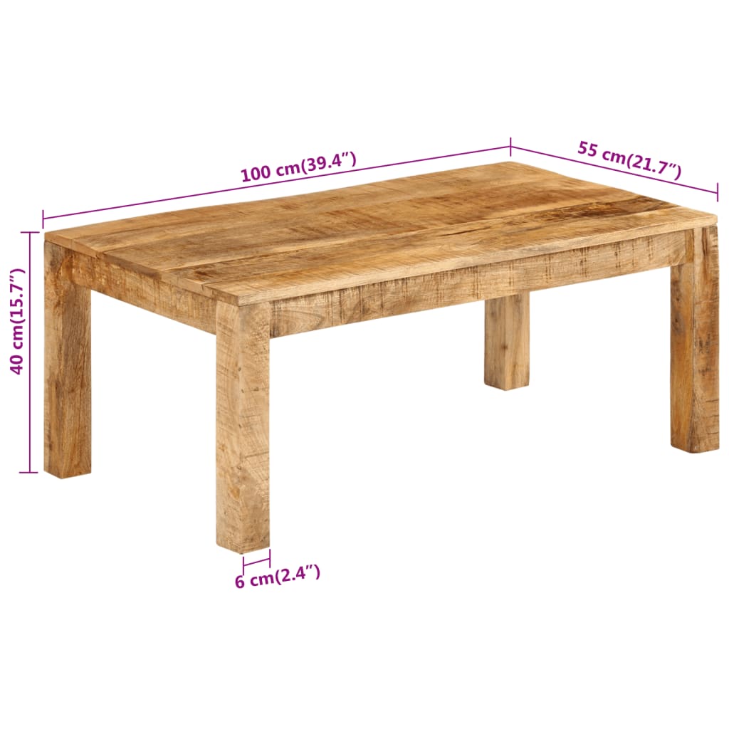 vidaXL Tavolino da Salotto 100x55x40 cm in Legno Massello di Mango
