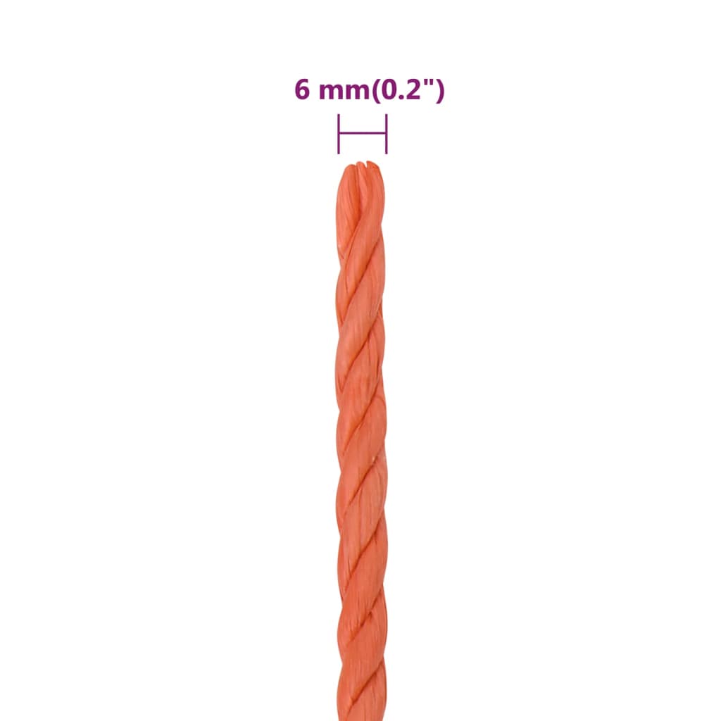 vidaXL Corda da Lavoro Arancione 6 mm 50 m in Polipropilene
