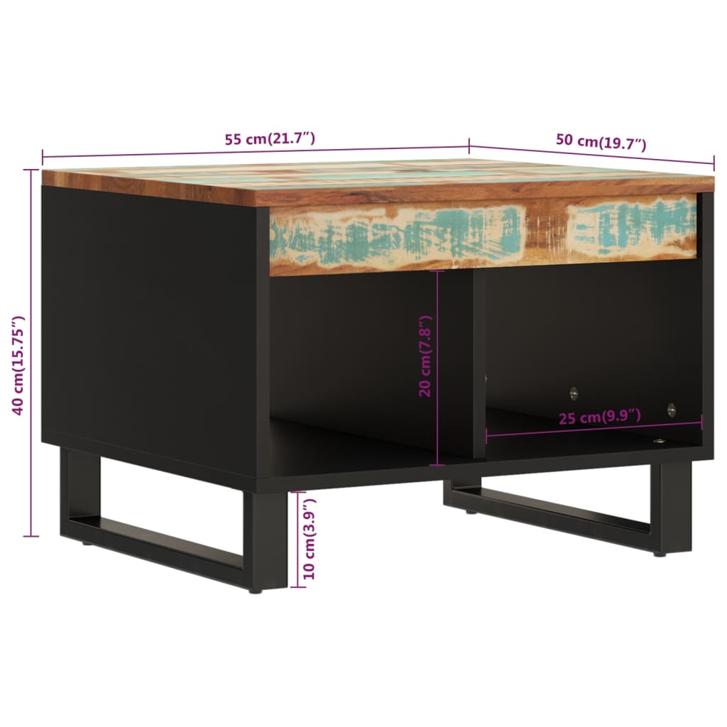 vidaXL Tavolino da Salotto 55x50x40 cm in Legno Massello di Recupero
