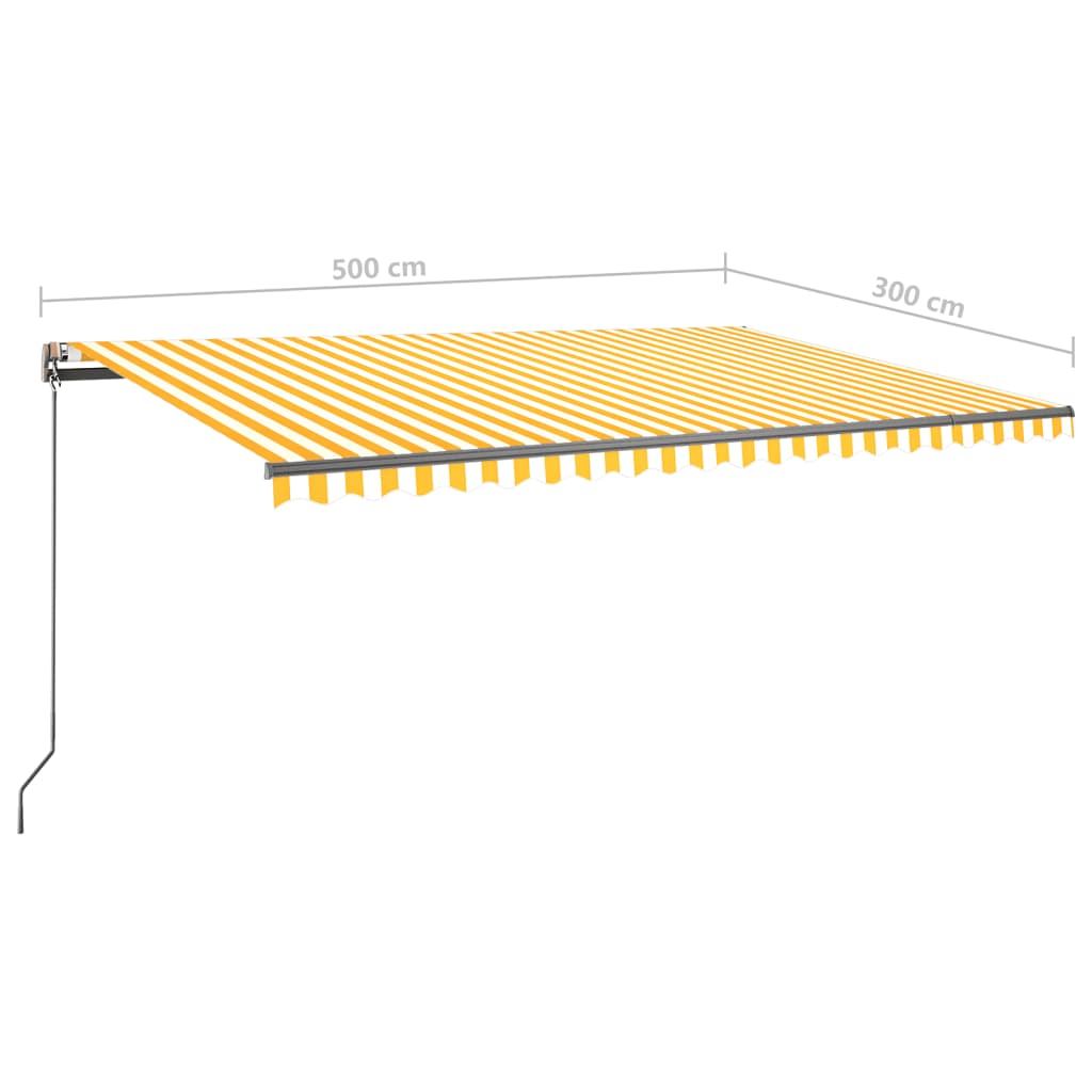 vidaXL Tenda da Sole Retrattile Manuale LED 500x300 cm Gialla Bianca
