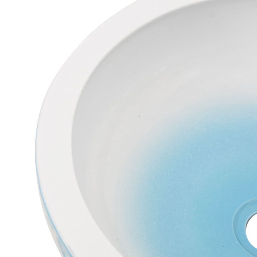 vidaXL Lavabo da Appoggio Bianco e Blu Rotondo Φ41x14 cm Ceramica