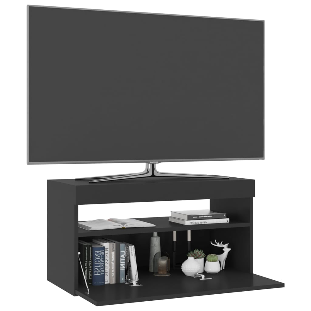 vidaXL Mobile Porta TV con Luci LED Nero 75x35x40 cm