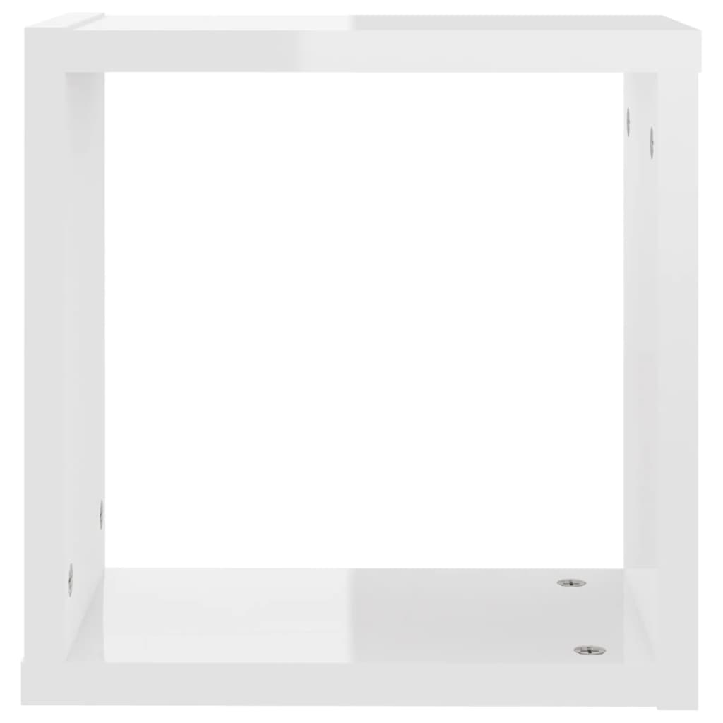 vidaXL Mensole Parete a Cubo 2 pz Bianco Lucido 30x15x30 cm