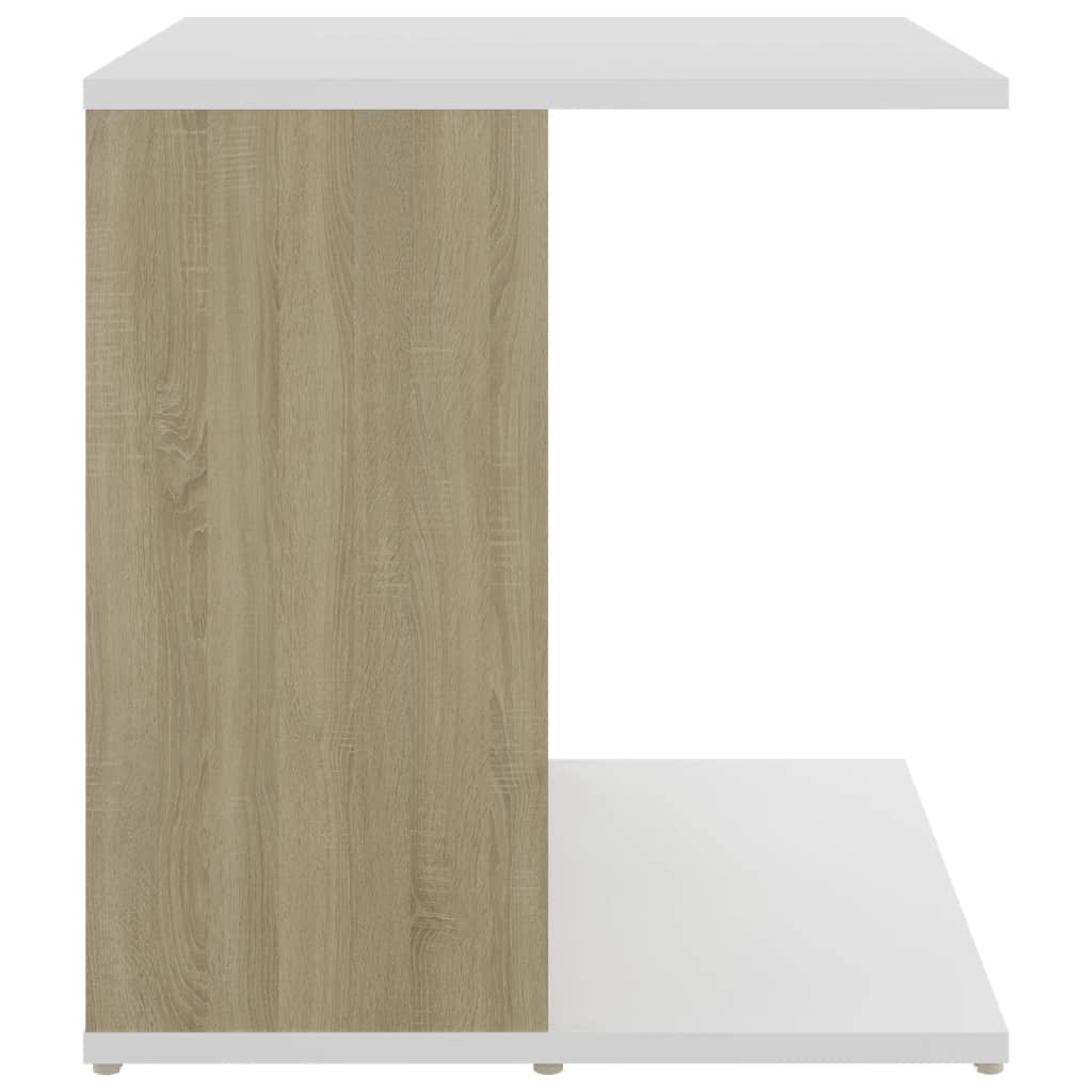 vidaXL Tavolino Bianco e Rovere Sonoma 45x45x48 cm Legno Multistrato