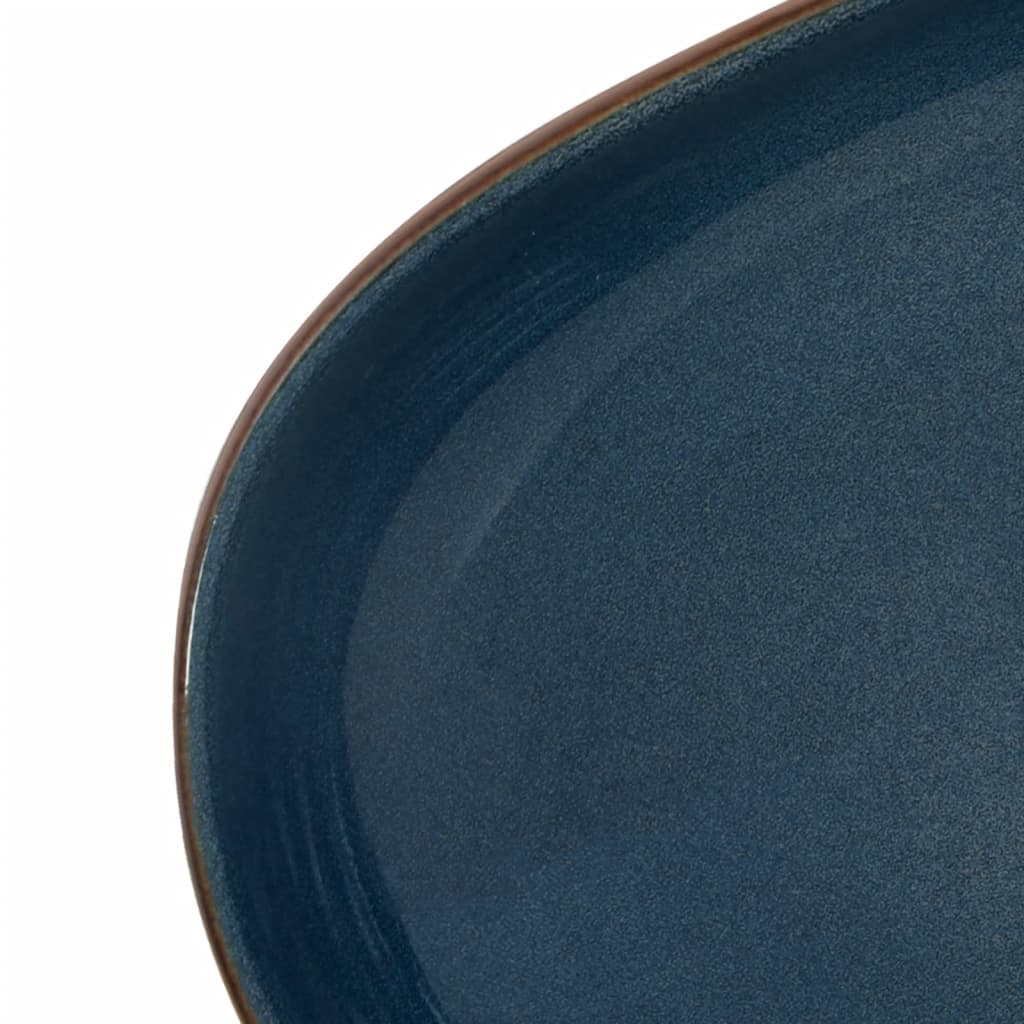 vidaXL Lavabo da Appoggio Marrone e Blu Ovale 59x40x14 cm Ceramica