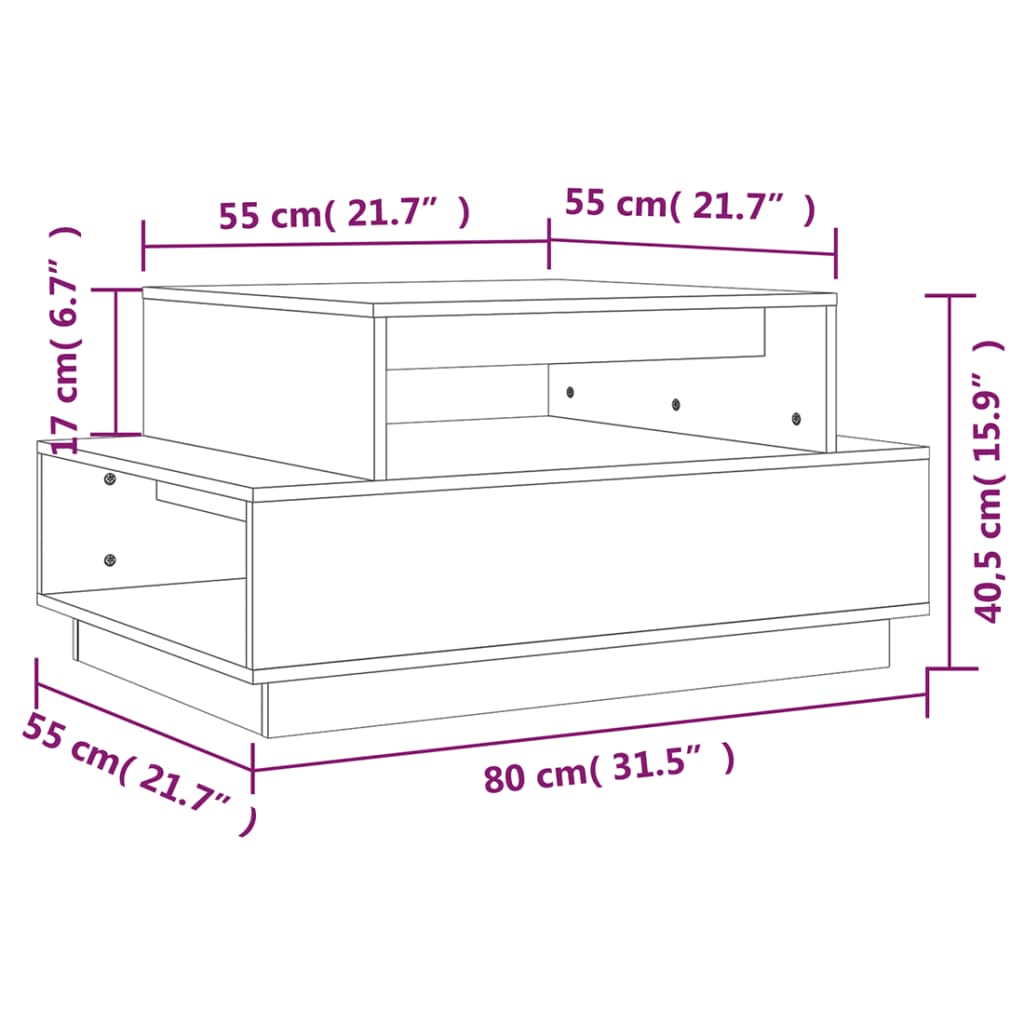 vidaXL Tavolino da Salotto Nero 80x55x40,5 cm Legno Massello di Pino