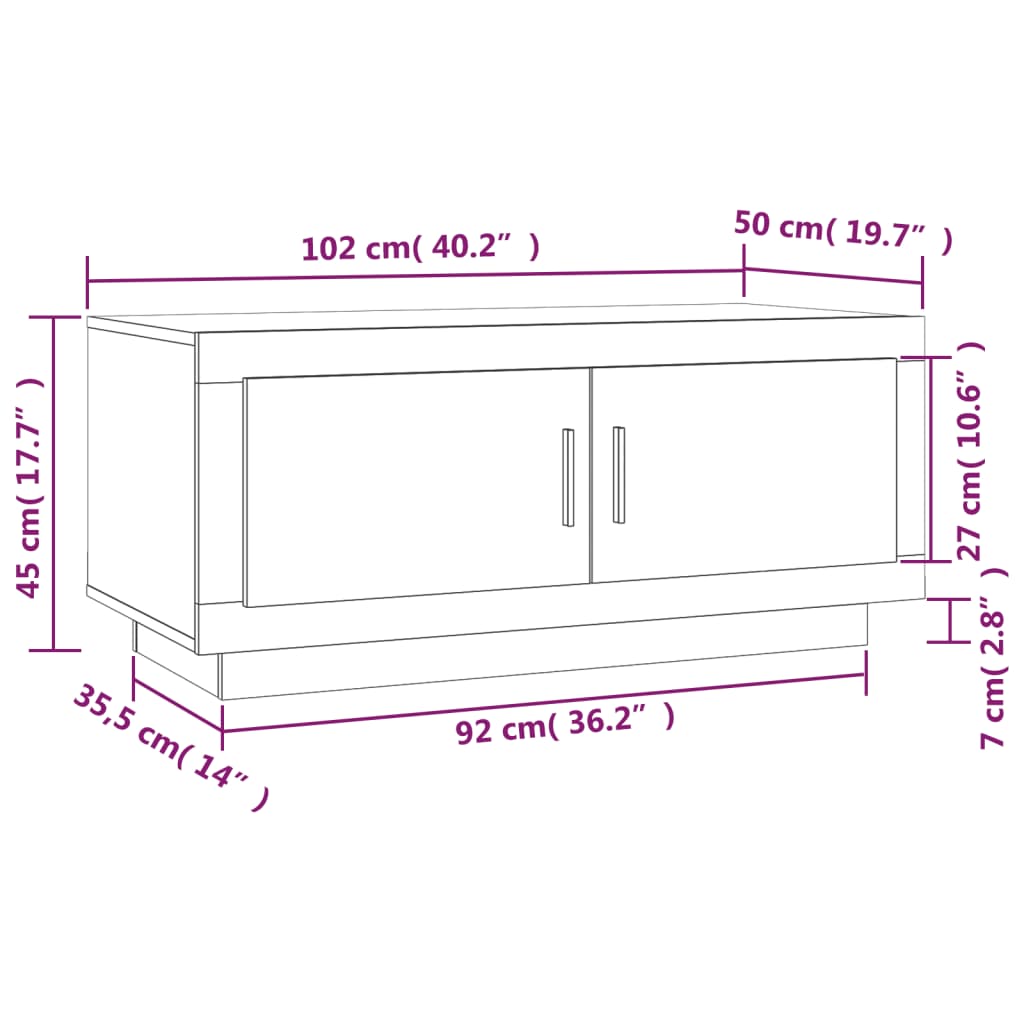 vidaXL Tavolino da Salotto Nero 102x50x45 cm in Legno Compensato