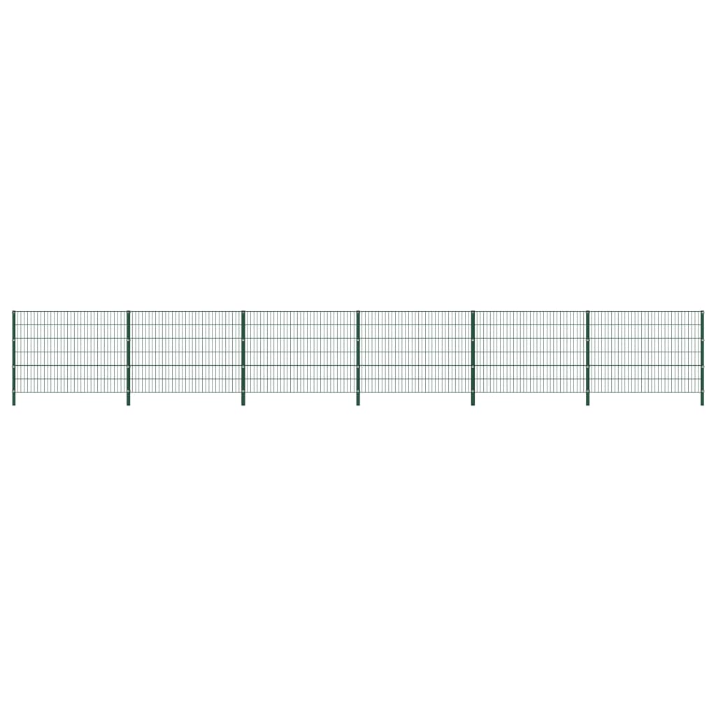 vidaXL Pannello di Recinzione con Pali in Ferro 10,2x1,2 m Verde