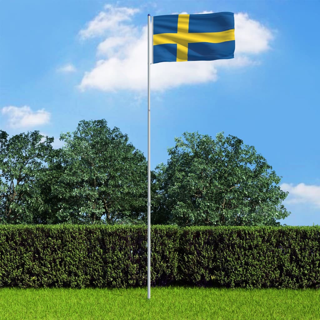 vidaXL Bandiera della Svezia con Pennone in Alluminio 6 m