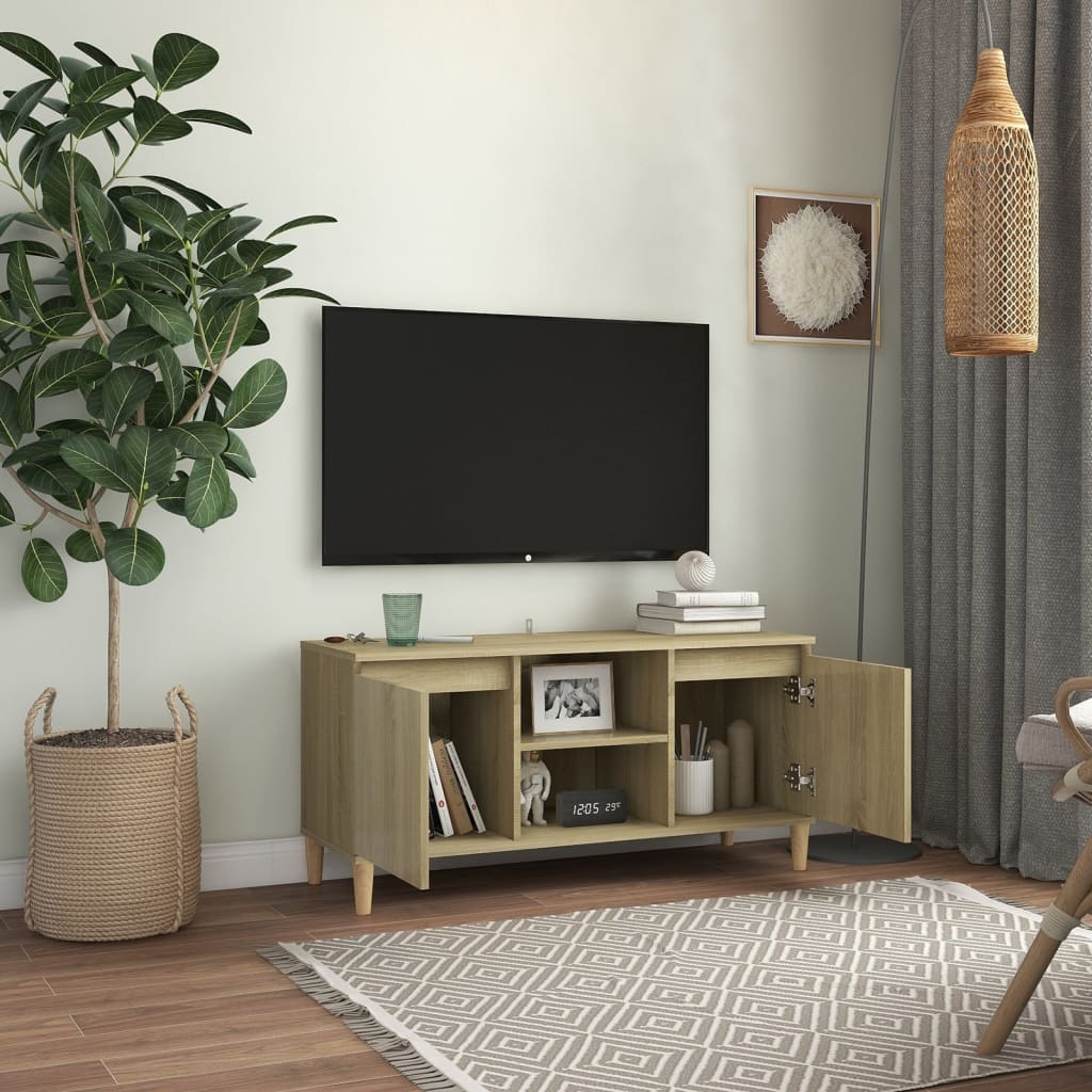 vidaXL Mobile TV con Gambe in Legno Rovere Sonoma 103,5x30x50 cm