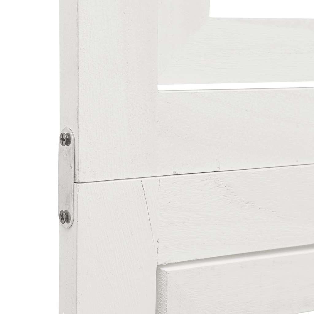 VidaXL Divisorio Ambienti 3 Pannelli In Legno Massello Di Paulownia – Bianco, Pieghevole, 105-110x160 Cm, Per Interno, Privacy E Arredo Elegante