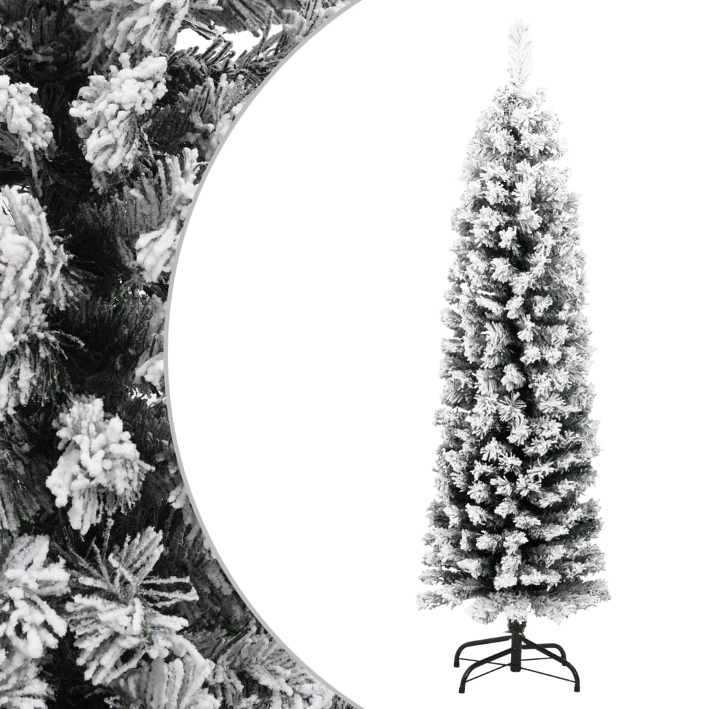 vidaXL Albero di Natale Sottile con Neve Fioccata Verde 120 cm PVC