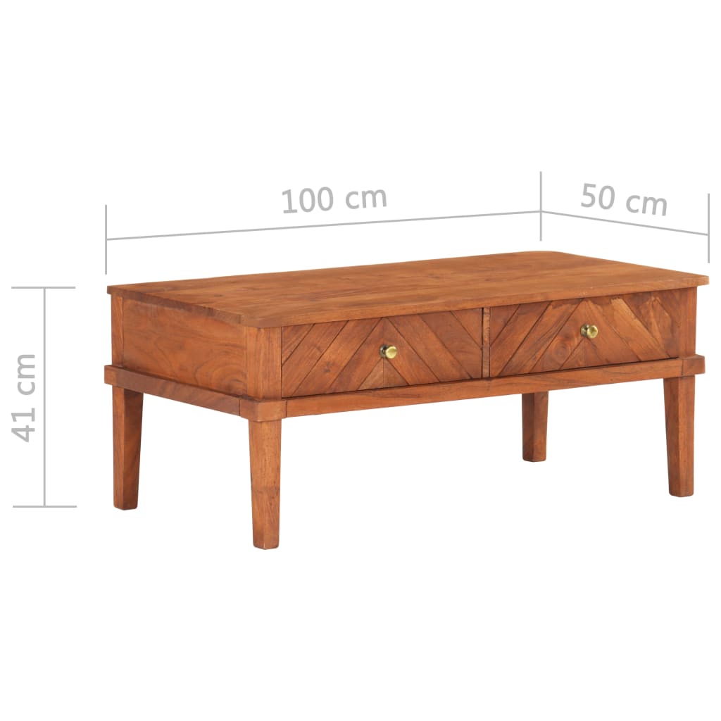 vidaXL Tavolino da Caffè 100x50x41 cm in Legno Massello di Acacia