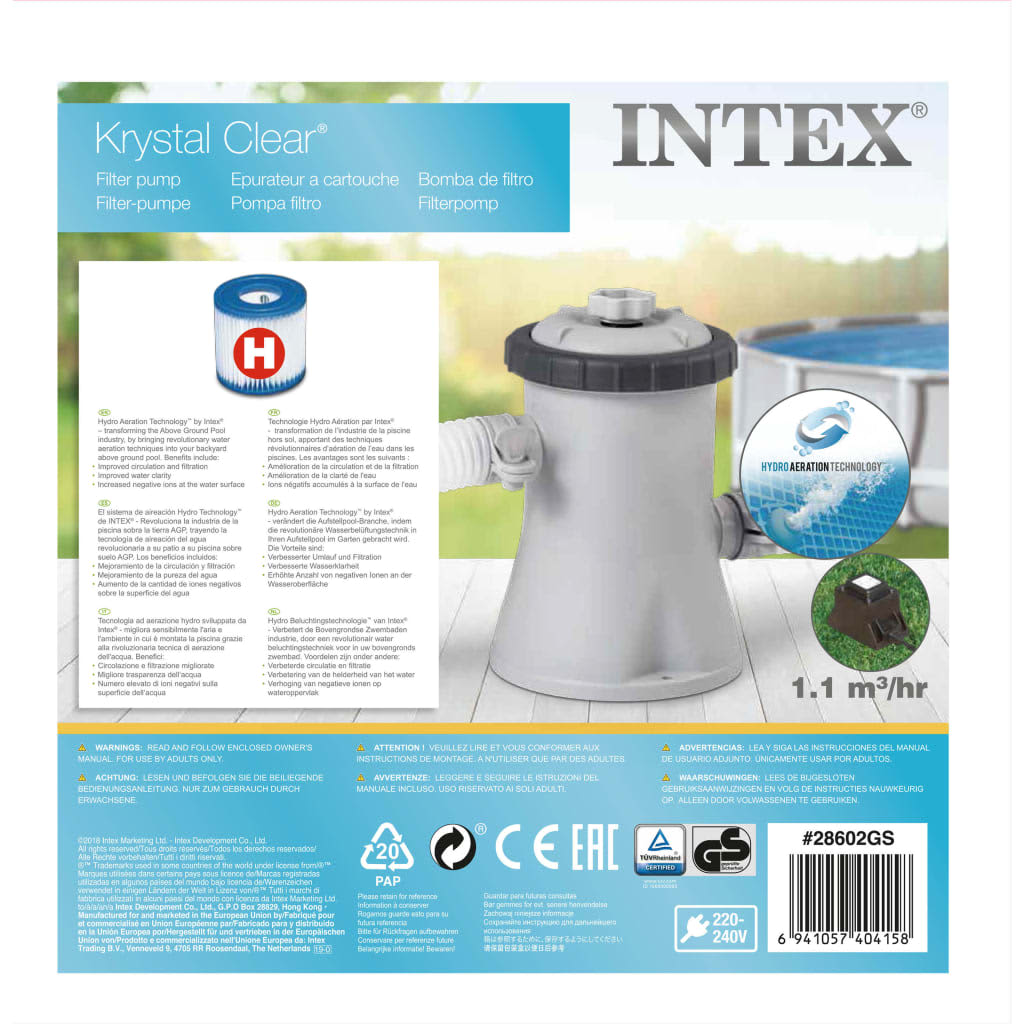 Intex Pompa con Filtro a Cartuccia 1250 L/h 28602GS