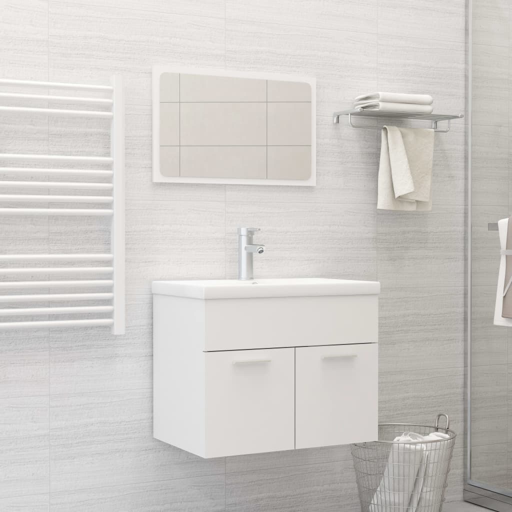 vidaXL Set Mobili da Bagno 2 pz Bianco in Legno Multistrato