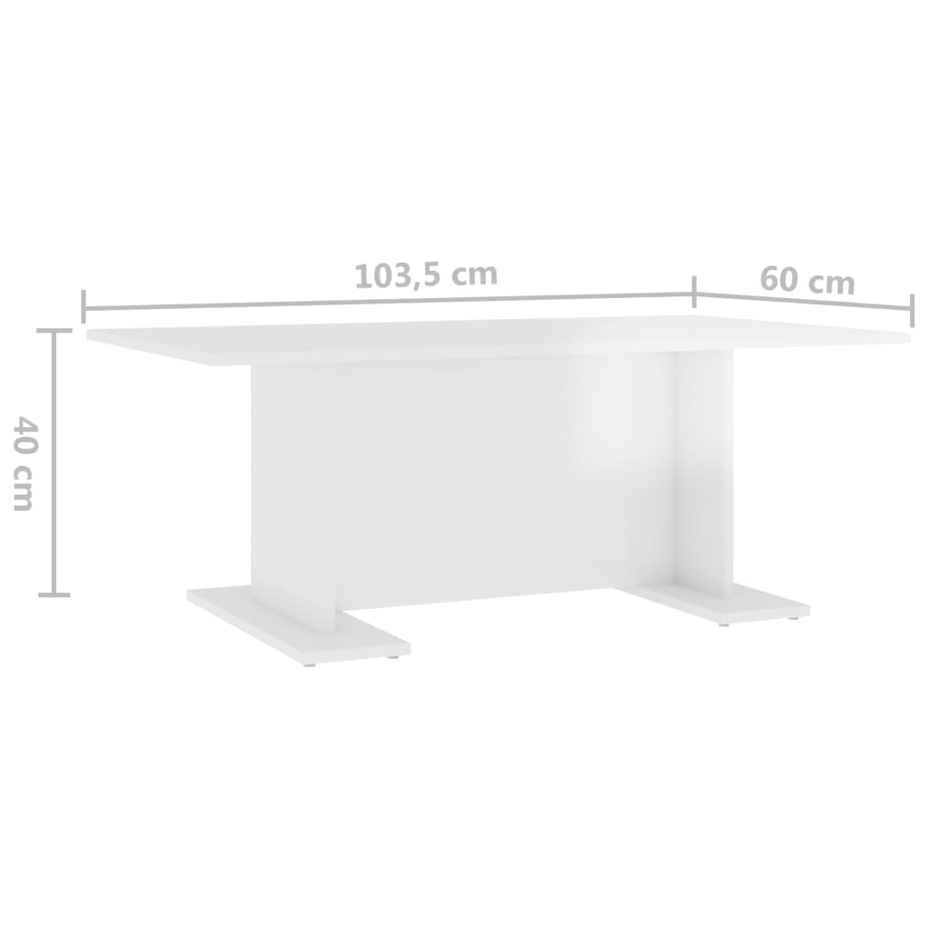 vidaXL Tavolino Salotto Bianco Lucido 103,5x60x40cm Legno Multistrato